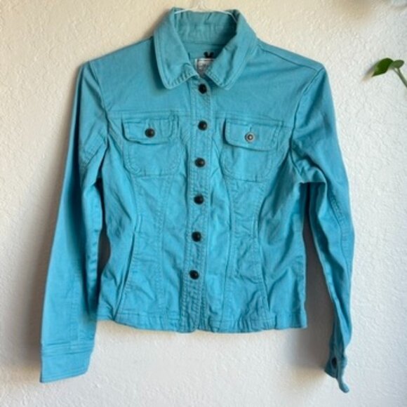 Live a Little Tops - Live A Little Turquoise Denim Jacket – Women’s Small